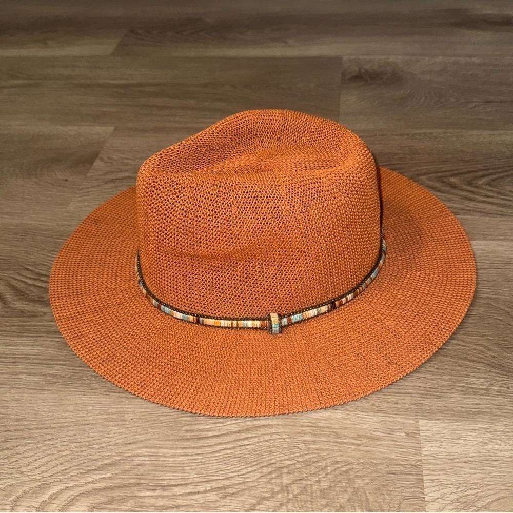 Anthropologie Orange Fedora Sun Hat - Picture 5 of 10
